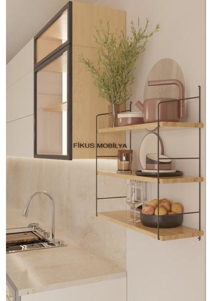 Büyük Boy Duvar Rafı 3 Katlı Duvar Rafı Kitaplık Banyo Mutfak Rafı Kitap Rafı Organizer Baharatlık