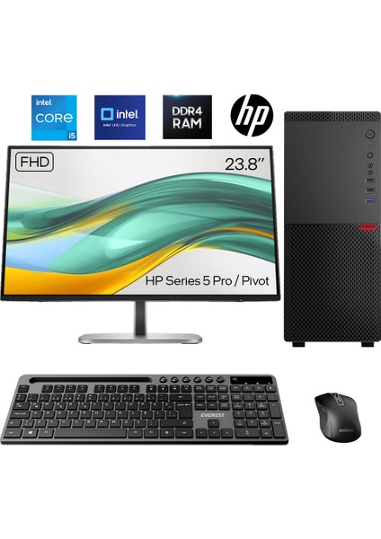 I5 12400 16GB Ram 1tb SSD 23.8 IPS Pivot Hp Serıes5 Pro Kurumsal Ofis Hazır Sistem