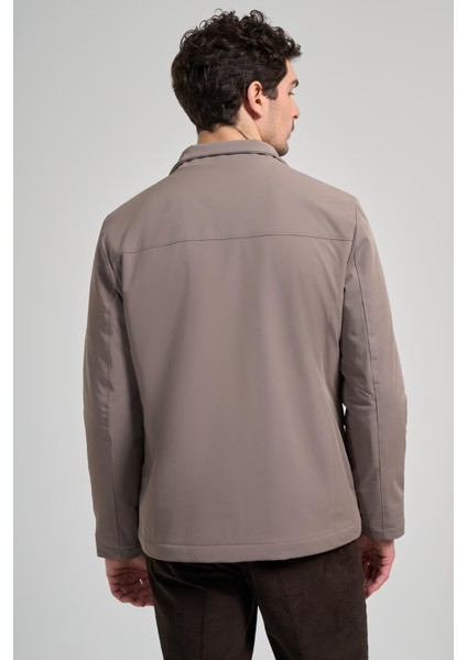 Bej Dik Yaka Yan Cep Dolum Şişme Standart Fit Casual Mont 1007245166