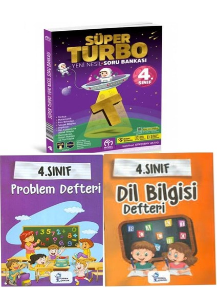 (Sınıf: 4) Süper Turbo Yeni Nesil Soru Bankası Ve Problem / Dil Bilgisi Defteri