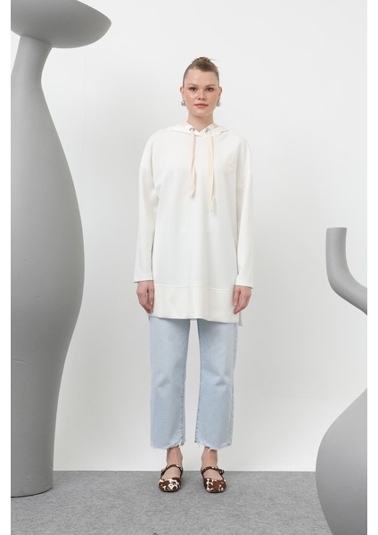 Kadın Nakış Detaylı Balıksırtı Kapişonlu Tunik fırsatları