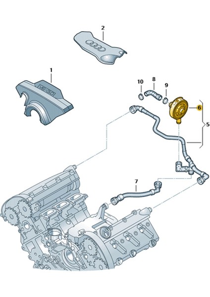 Audi A8 2004-2007 3.0 V6 Bbj Motor Üst Havalandırma Valfi 06C103245
