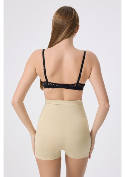 Ekstra Yüksek Bel Göbek Toparlayıcı Mini Boxer Korse, Şekillendirici Şort Ten