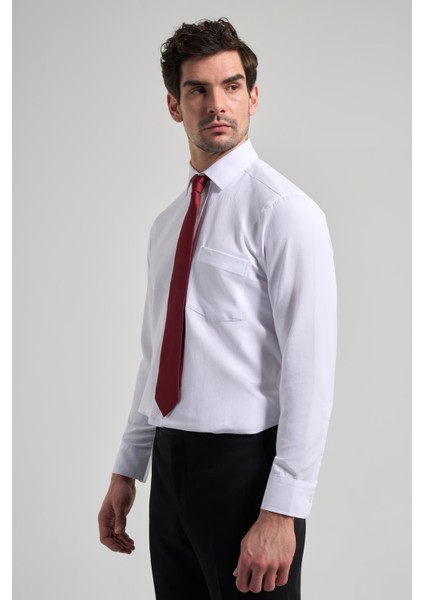 Beyaz Sert Yaka Düz Classic Pamuklu Comfort Fit Gömlek 1004250213 modelleri