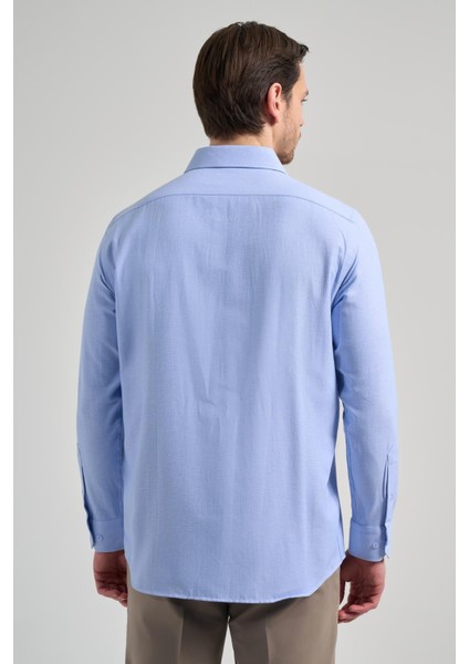 Mavi Sert Yaka Düz Classic Pamuklu Comfort Fit Gömlek 1004250213 indirimleri