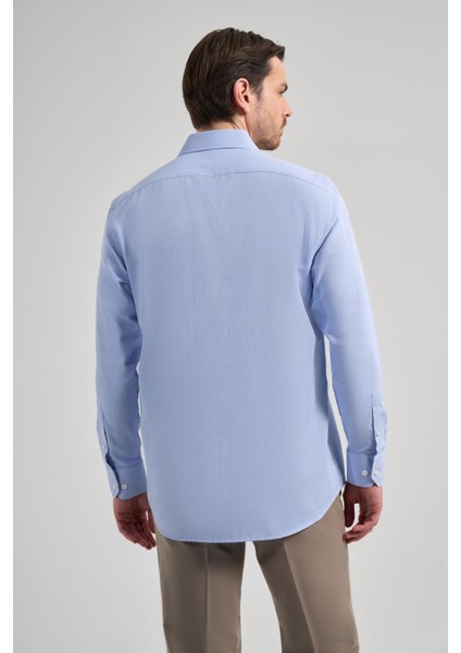 Uzun Kol Desenli Armürlü Sert Yaka Cepli Pamuklu Classic Comfort Fit Gömlek 1004250171 indirimleri