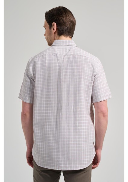 Kısa Kol Kareli Desen Bez Ayağı Düğmeli Yaka Cepli Pamuklu Classic Comfort Fit Gömlek 1004250165 indirimleri