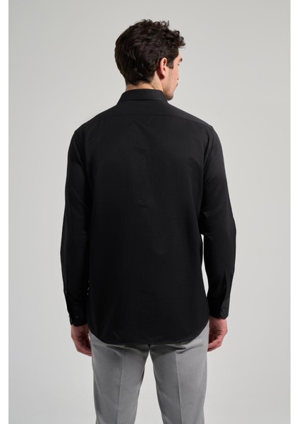 Uzun Kol Desenli Armürlü Sert Yaka Cepli Pamuklu Classic Comfort Fit Gömlek 1004250171 indirimleri