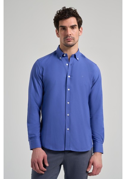Uzun Kol Düz Oxford Düğmeli Yaka Cepsiz Pamuklu Classic Slim Fit Gömlek 1004250168 modelleri