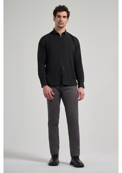 Uzun Kol Düz Oxford Düğmeli Yaka Cepsiz Pamuklu Classic Slim Fit Gömlek 1004250168 fiyatları