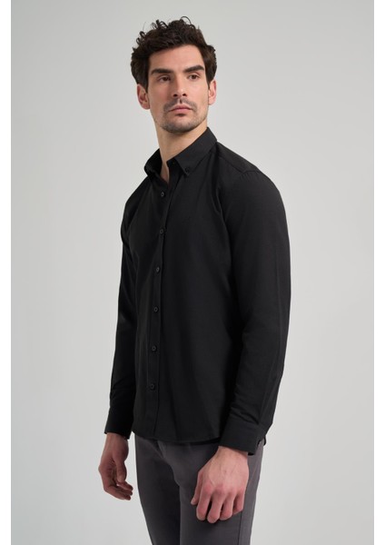 Uzun Kol Düz Oxford Düğmeli Yaka Cepsiz Pamuklu Classic Slim Fit Gömlek 1004250168 modelleri