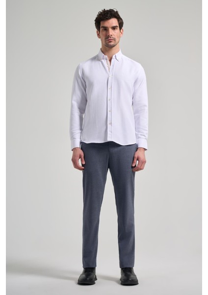 Uzun Kol Desenli Armürlü Düğmeli Yaka Cepsiz Pamuklu Casual Slim Fit Gömlek 1004250206 fiyatları