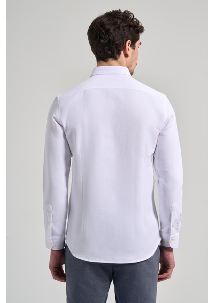 Uzun Kol Desenli Armürlü Düğmeli Yaka Cepsiz Pamuklu Casual Slim Fit Gömlek 1004250206 indirimleri