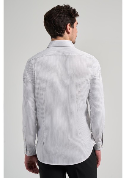 Beyaz Uzun Kol Desen Yarım İtalyan Yaka Cepsiz esnek Classic Slim Fit Gömlek 1004245220 indirimleri