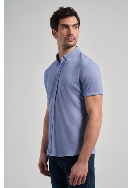 Saks Uzun Kol Düz Örme Düğmeli Yaka Cepsiz Pamuklu Classic Slim Fit Gömlek 1004250152_305 modelleri