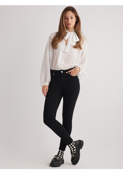 Miranda 96 Normal Bel Siyah Skinny Jeans Kadın