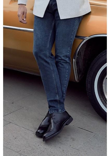 Koyu Haki Düz Gabardin Pamuklu 5 Cep Slim Fit Casual Denim Pantolon 1023245155