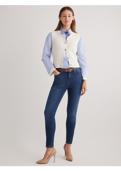 Miranda 102 Normal Bel Koyu Mavi Skinny Jeans Kadın