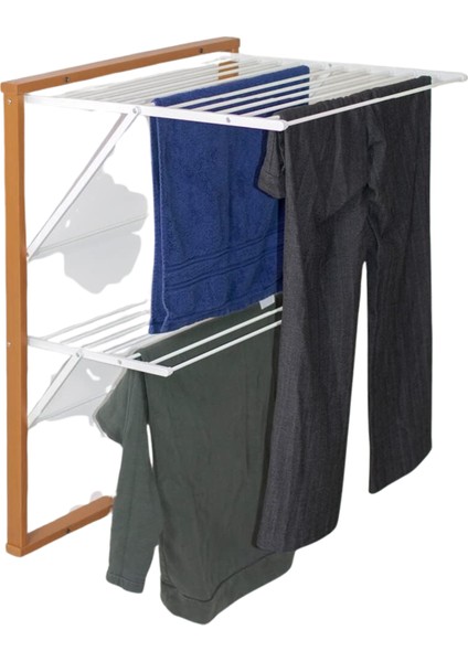 Kiraz Ağacı Duvara Monte Katlanabilir Çamaşır Kurutma Askısı Ceviz Renk fiyatları