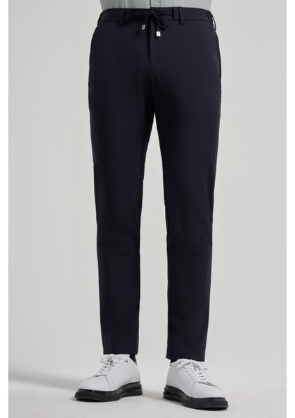 Koyu Lacivert Esnek Yandan Cepli Casual Slim Fit Jogger Pantolon 1003250118