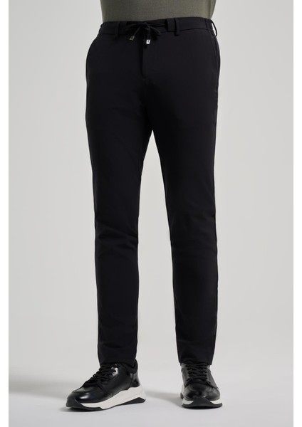 Siyah Esnek Yandan Cepli Casual Slim Fit Jogger Pantolon 1003250118