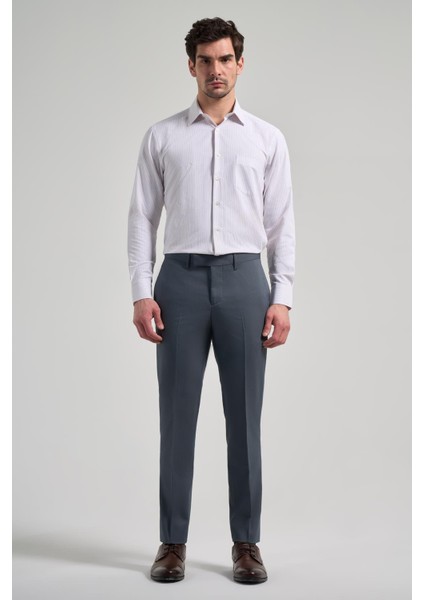 Koyu Antrasit Esnek Yandan Cepli Slim Fit Classic Pantolon 1003250106