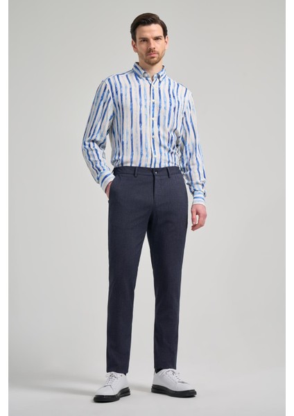 Koyu Lacivert Kendinden Desenli Yan Cep Slim Fit Jogger Pantolon 1003250161 fiyatları