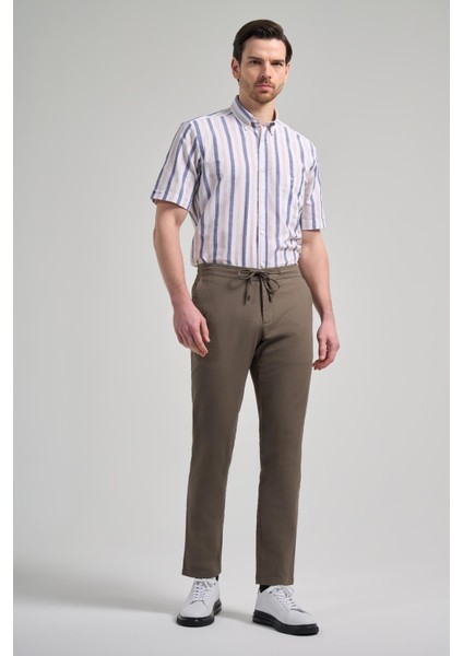 Koyu Haki Pamuklu Yandan Cepli Casual Comfort Fit Jogger Pantolon 1003250110 fiyatları
