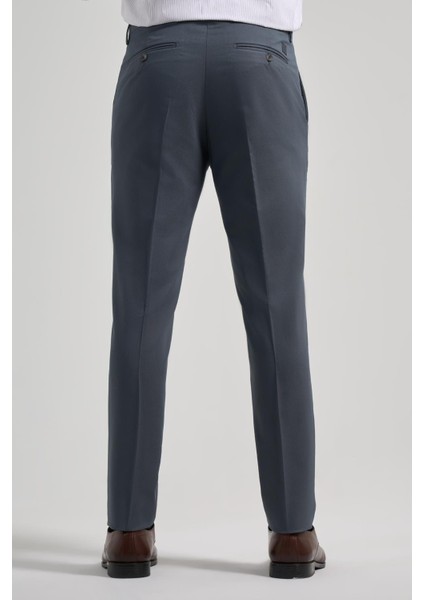 Koyu Antrasit Esnek Yandan Cepli Slim Fit Classic Pantolon 1003250106