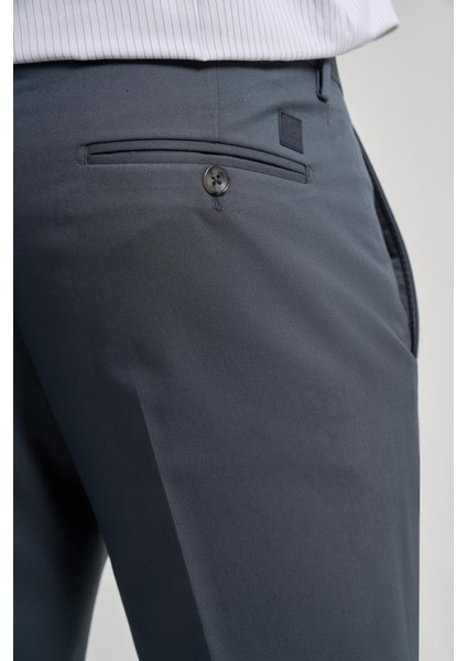 Koyu Antrasit Esnek Yandan Cepli Slim Fit Classic Pantolon 1003250106