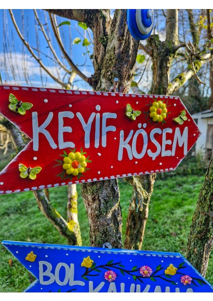 Ahşap Bahçe Oku,Dekoratif Karşılama Panoları, El Boyaması Plakalar,40 cm 3 Adet fiyatları