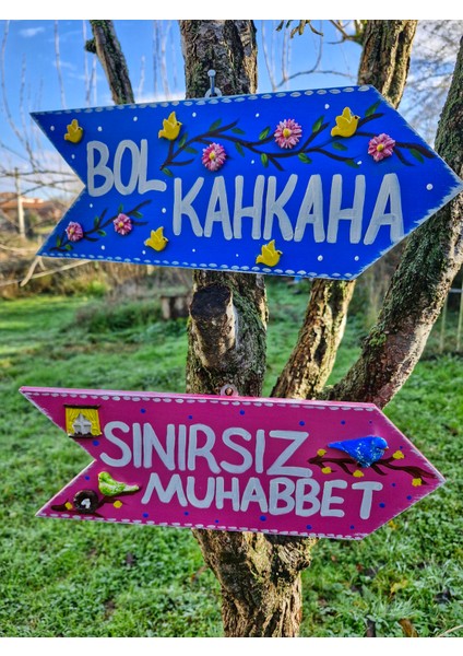 Ahşap Bahçe Oku,Dekoratif Karşılama Panoları, El Boyaması Plakalar,40 cm 3 Adet modelleri