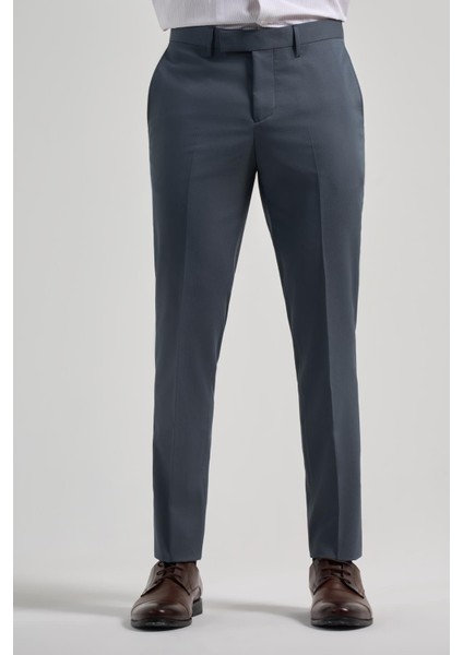 Koyu Antrasit Esnek Yandan Cepli Slim Fit Classic Pantolon 1003250106