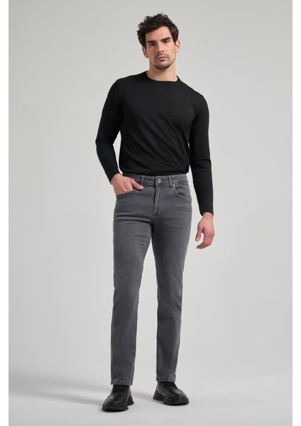 Koyu Antrasit Düz Gabardin Pamuklu 5 Cep Slim Fit Casual Denim Pantolon 1023245158 fiyatları