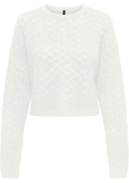 Kadın Onlmıamı Bisiklet Yaka Uzun Kollu Örme Kazak 15335109 Ekru