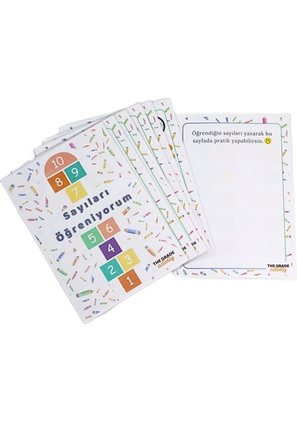 The Grade 2-6 Yaş Yaz-Sil.sayıları Öğrenme Seti.eğitici Set.eğitici Sayı Kartları.12 Sayfa-A4 Boyut