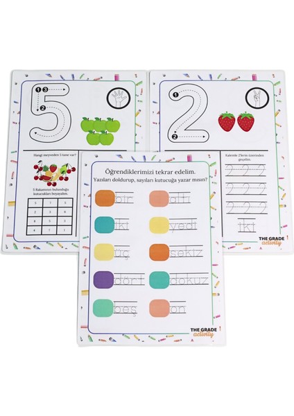 The Grade 2-6 Yaş Yaz-Sil.sayıları Öğrenme Seti.eğitici Set.eğitici Sayı Kartları.12 Sayfa-A4 Boyut