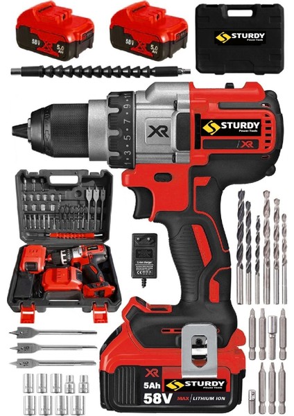 Xpro Serii Xr 30 Pcs 58 wf10 Ah Darbeli Titanium Sargılı Lion Akülü Turbo Şarjlı Vidalama Matkap