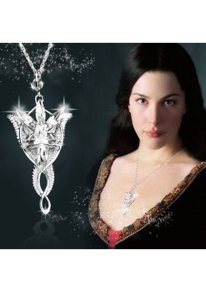 Arwen Evenstar Akşam Yıldızı Kolye Yüzüklerin Efendisi Kolye Kolye Kutusunda Gümüş Kaplama Kadın