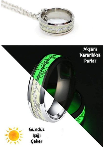 Yüzüklerin Efendisi Tungsten Güç Yüzüğü Kolye Glowing 1 Adet