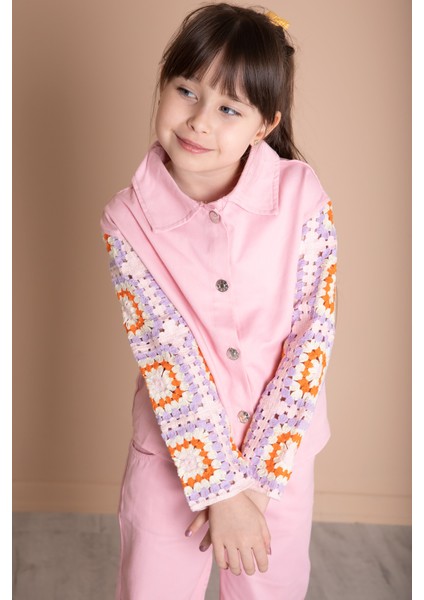 Pembe Nakış Detaylı Kolları Dantel Kız Çocuk Alt Üst Takım 20336 fiyatları