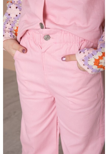 Pembe Nakış Detaylı Kolları Dantel Kız Çocuk Alt Üst Takım 20336 fırsatları