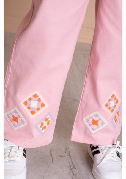 Pembe Nakış Detaylı Kolları Dantel Kız Çocuk Alt Üst Takım 20336 indirimleri