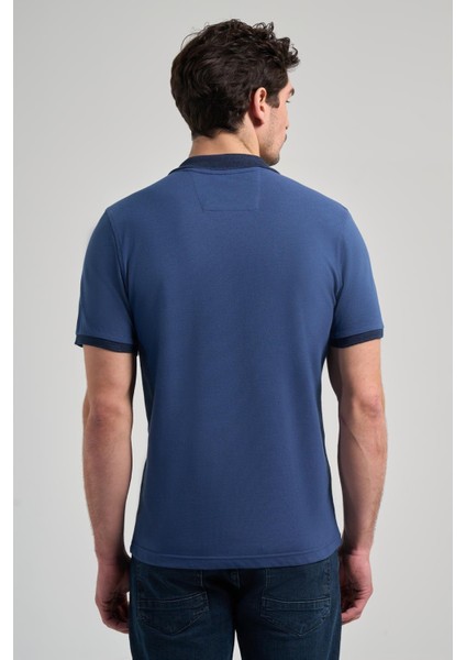 Lacivert Pike Polo Yaka Pamuk Casual Slim Fit Dar Kesim Tişört 1011240155