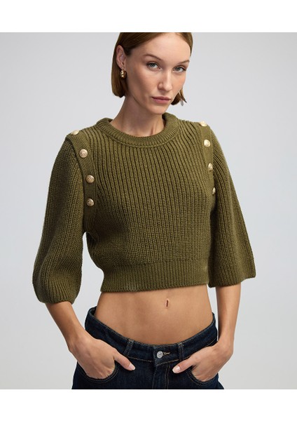 Metal Düğmeli Crop Triko IW6240050362022