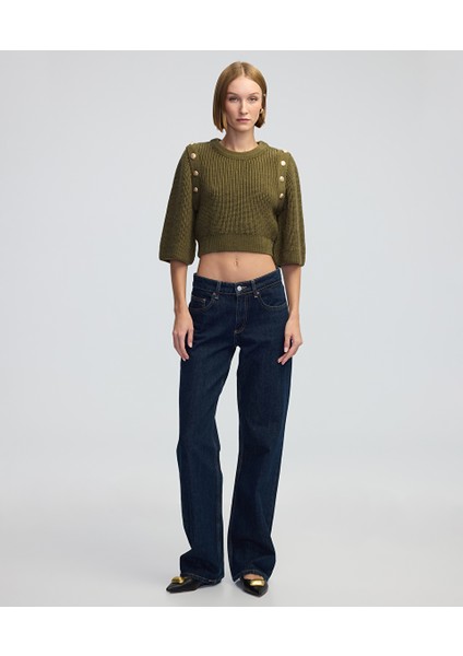 Metal Düğmeli Crop Triko IW6240050362022 fiyatları