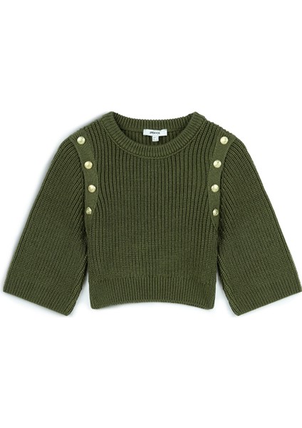 Metal Düğmeli Crop Triko IW6240050362022 indirimleri