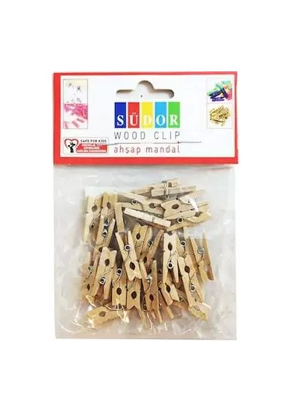 BS129 Ahşap Mandal Büyük Boy 3.5cm Natural 20Lİ