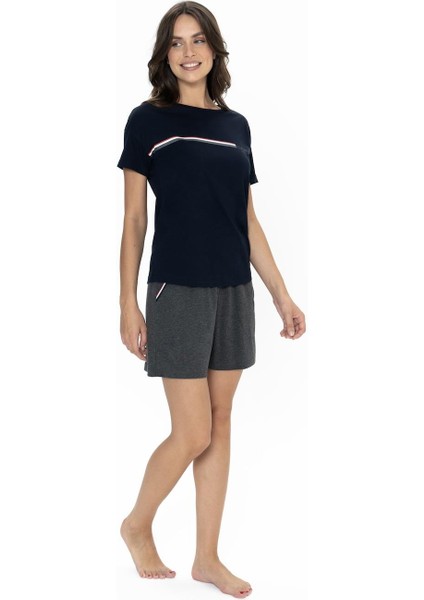 Us Polo Kadın Cepli Şort T-Shirt Takım, Bisiklet Yaka, Kısakol modelleri