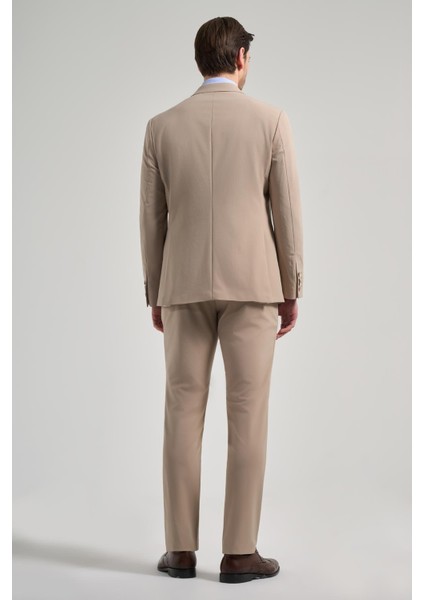 Düz Gabardin Mono Yaka Tam Astar Beli Lastikli Esnek 6 Drop Slim Fit Takım Elbise 1001250155